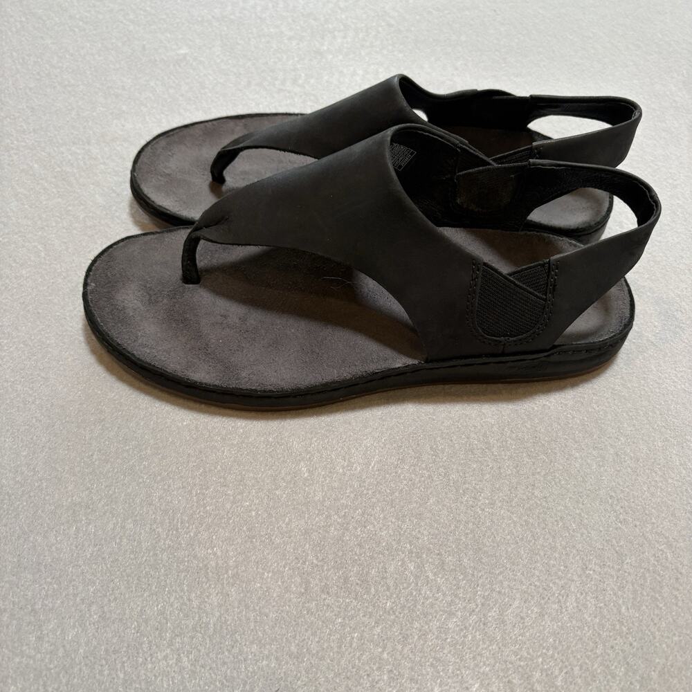 Chaco Wayfarer Black Leather Sandals Womens 8 Thong Slingback LUVSEAT Comfort - Picture 2 of 7